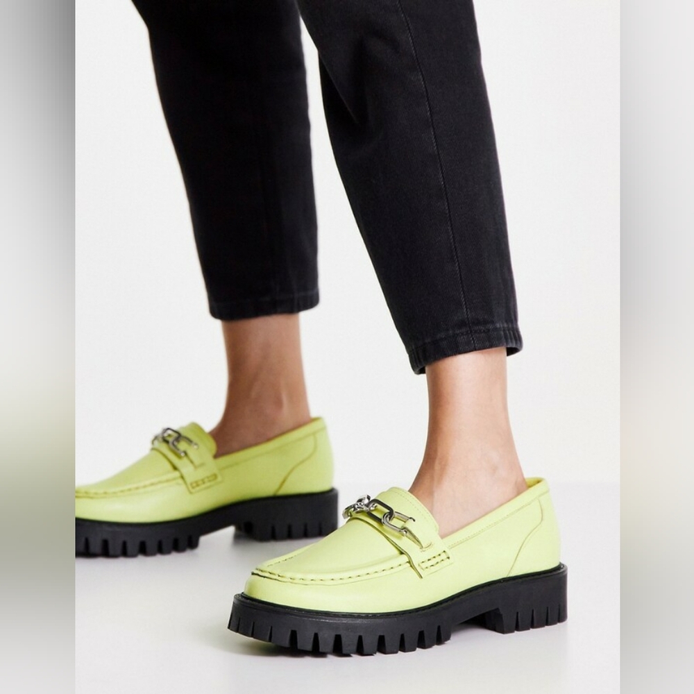 ASRA Freya Citron Yellow Chunky Loafers 7.5 US New No Box